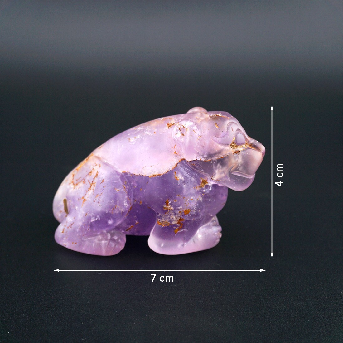 Chines Qing Dynasty Bear Figurine Engraved On Amethyst Quartz Stone
