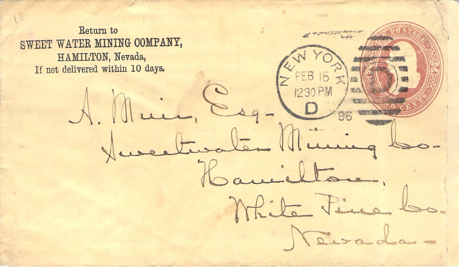 SWEET WATER MINING CO COVER HAMILTON NEVADA WHITE PINE / LEADVILLE NV