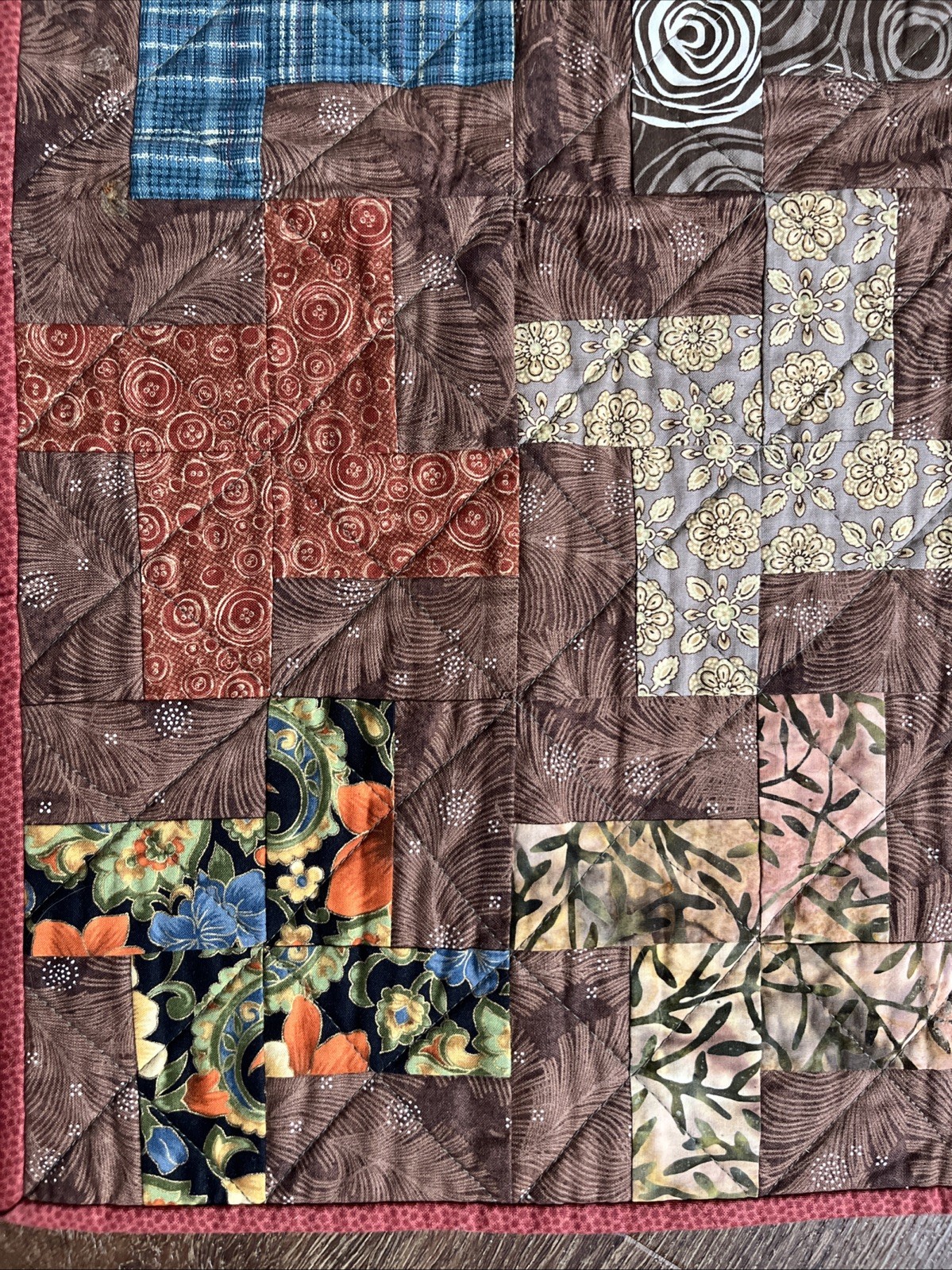 Patchwork Quilt Table Topper Primitive Farmhouse Quilt Square 24″ x 24″