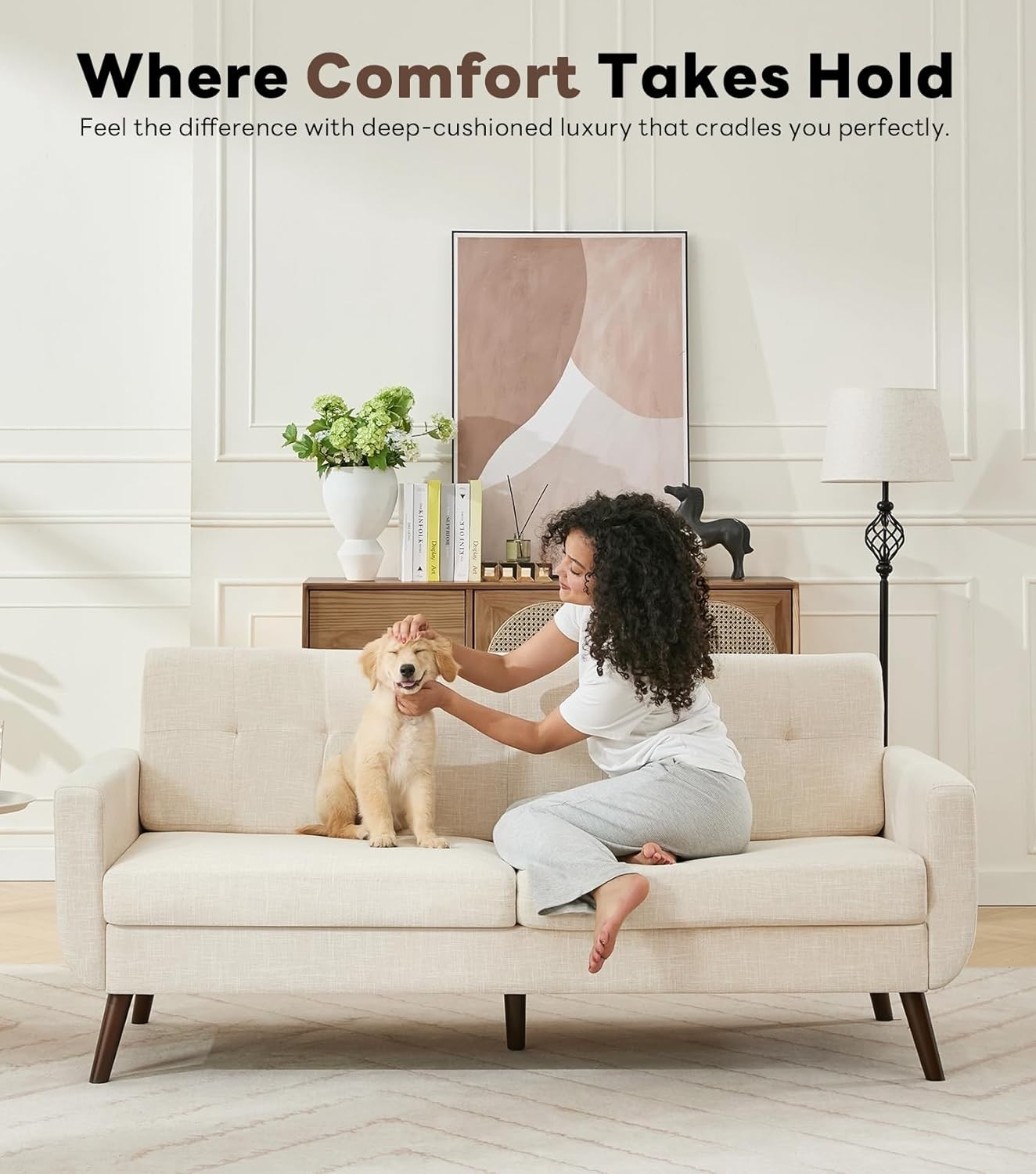 Comfort-Focused 77.2″ Couch – Elegant Button Tufted Loveseat for Modern Homes