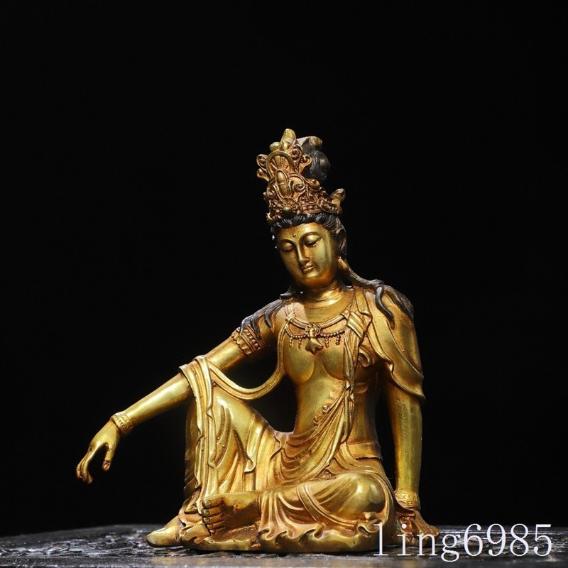 China Zen Buddhism Bronze gild Guanyin Bodhisattva Avalokitesvara Buddha statue