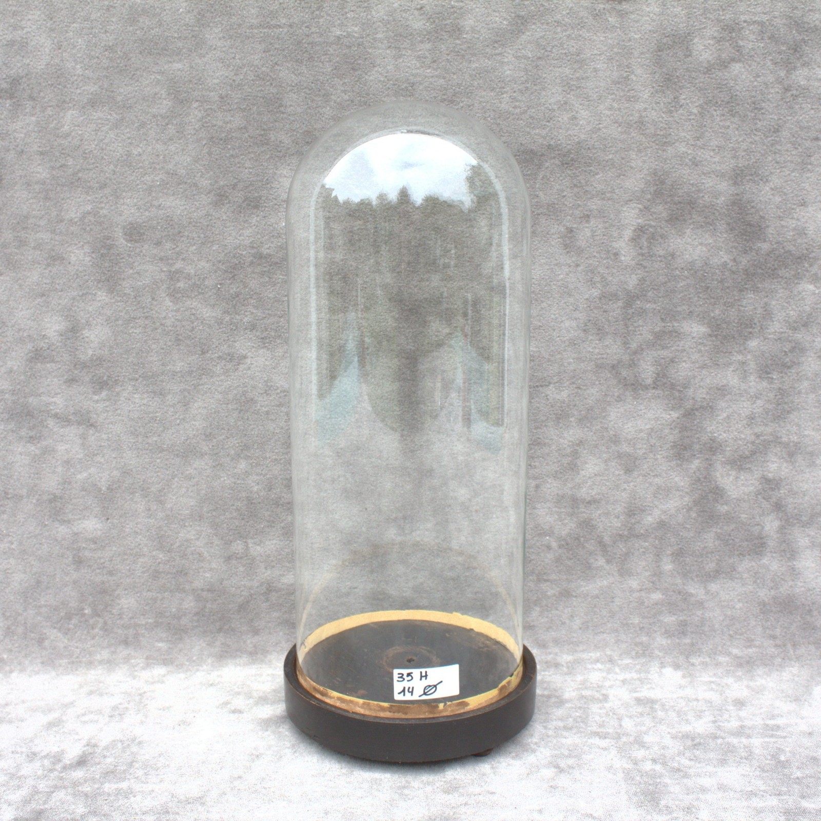 Antique french round glass dome 13.78 x 5.51 inch bell jar 35 x 14 cm hand blow