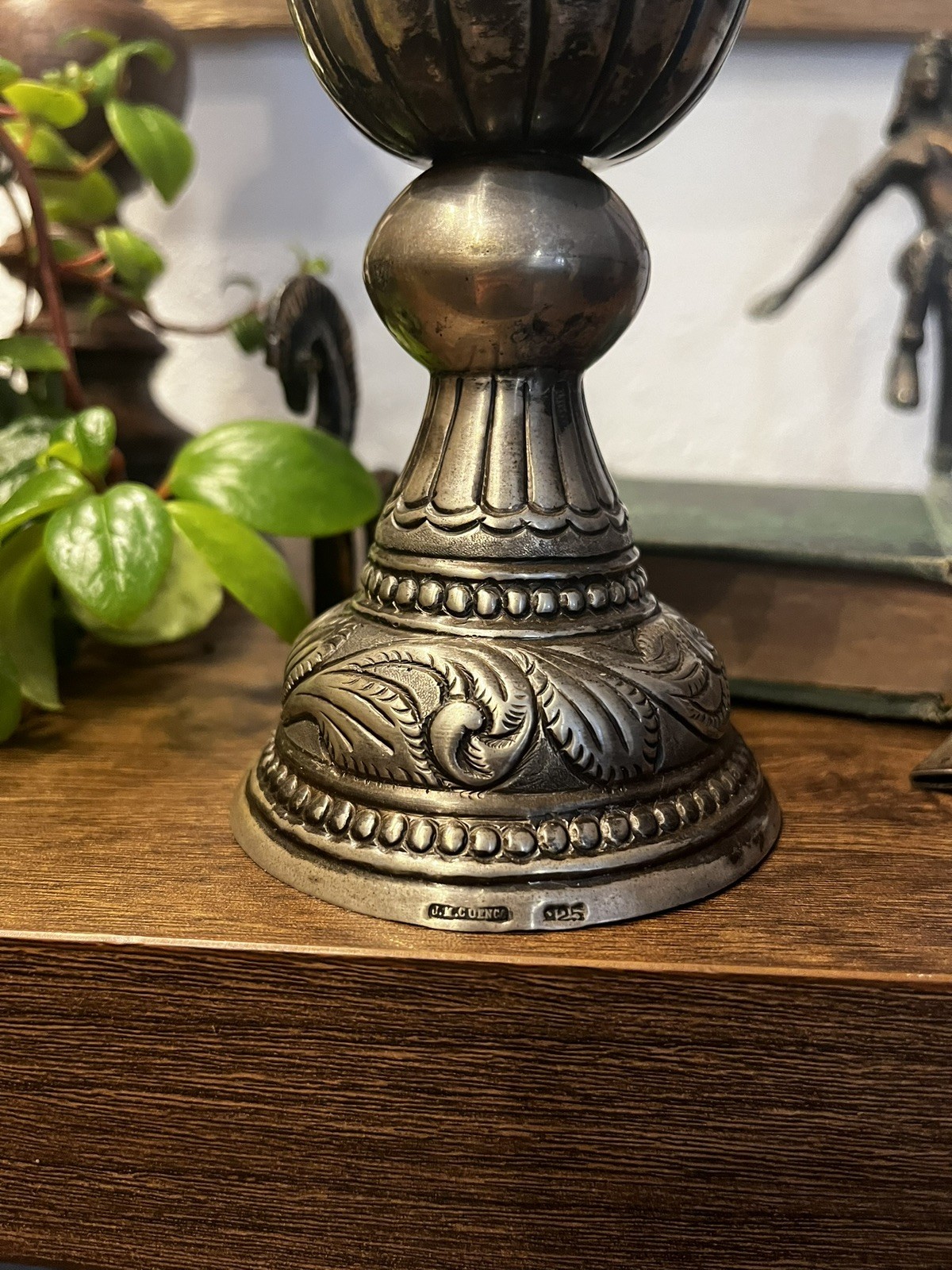 Decorative Colonial Style Yerba Mate Cup & Bombilla Cuenca Argentina 925 Silver