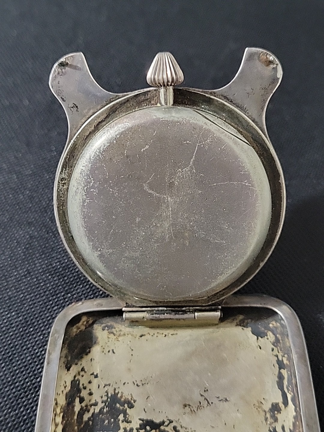 Rare Unknown Antique Sterling Silver 8 Day Pocket Travel Clock Dial Check Mark