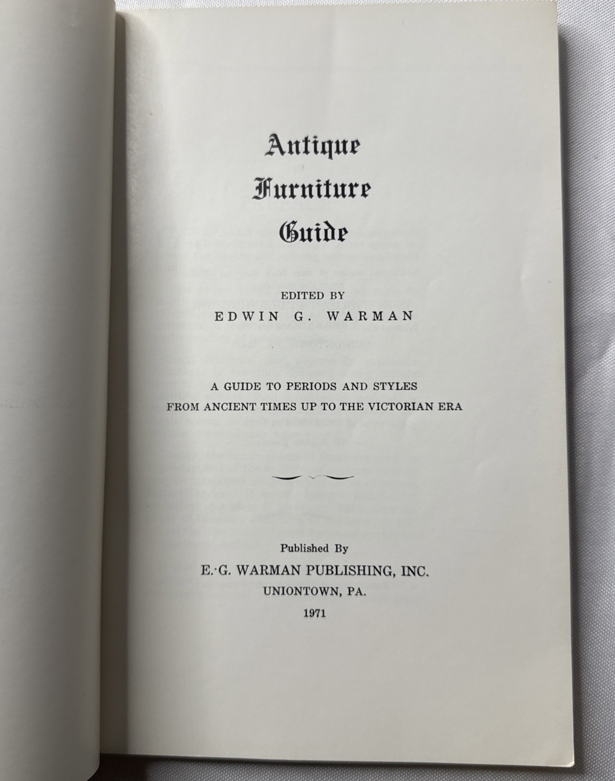 Antique Furniture Guide Paperback by Edwin G. Warman 1971