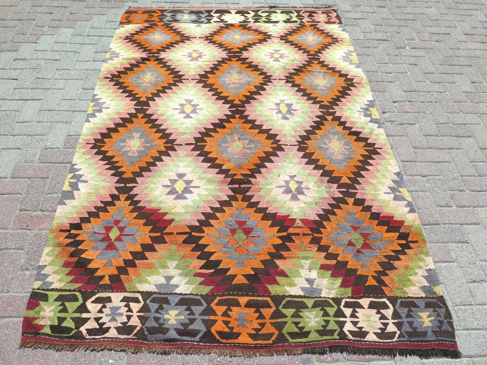 Handmade Rug, Turkish Kilim, Wool Rug, Classic Design Carpet 67″X102″ Area Rugs