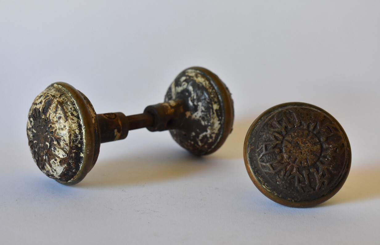 Lot Cast Iron Bronze RHC Windsor Door Knobs 1890s Reading Vernacular 1880s Rare