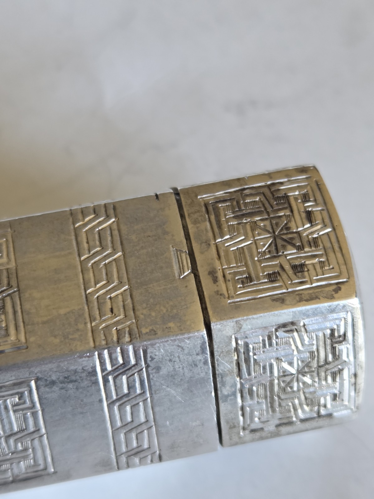 Antique – Silver Persian Hexagonal Pepper Shaker – Vartan A.O. 84 stamp – Used