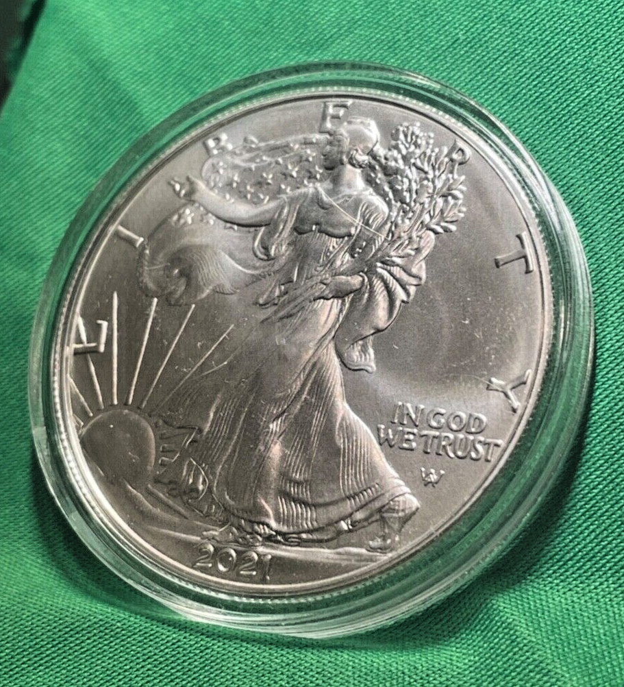2021 W 1 Oz American Silver Eagle Type 2. Uncirculated in Capsule