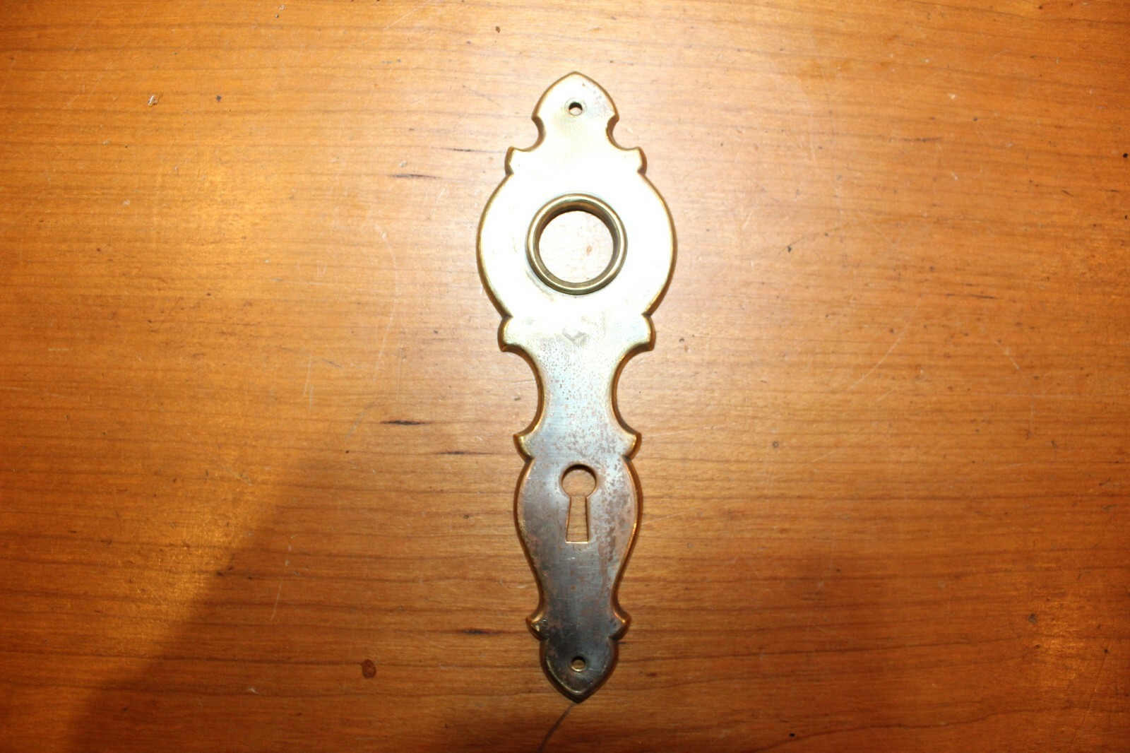 Antique Nickel Plated Bronze Art Deco (Nouveau?) Keyhole Escutcheon B-16
