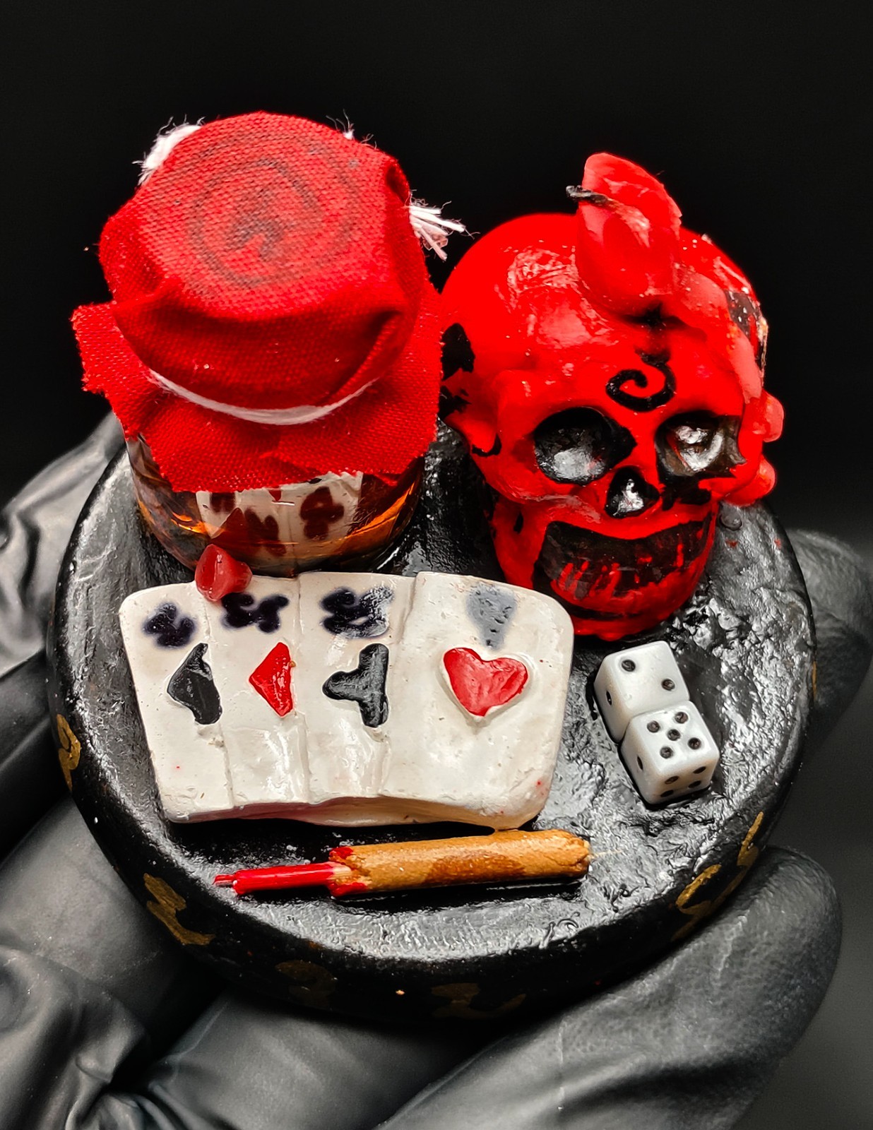 Business Gift Hong Prai Skull Caandle Card Oil Dice Fortune Thai Amulet CK1283