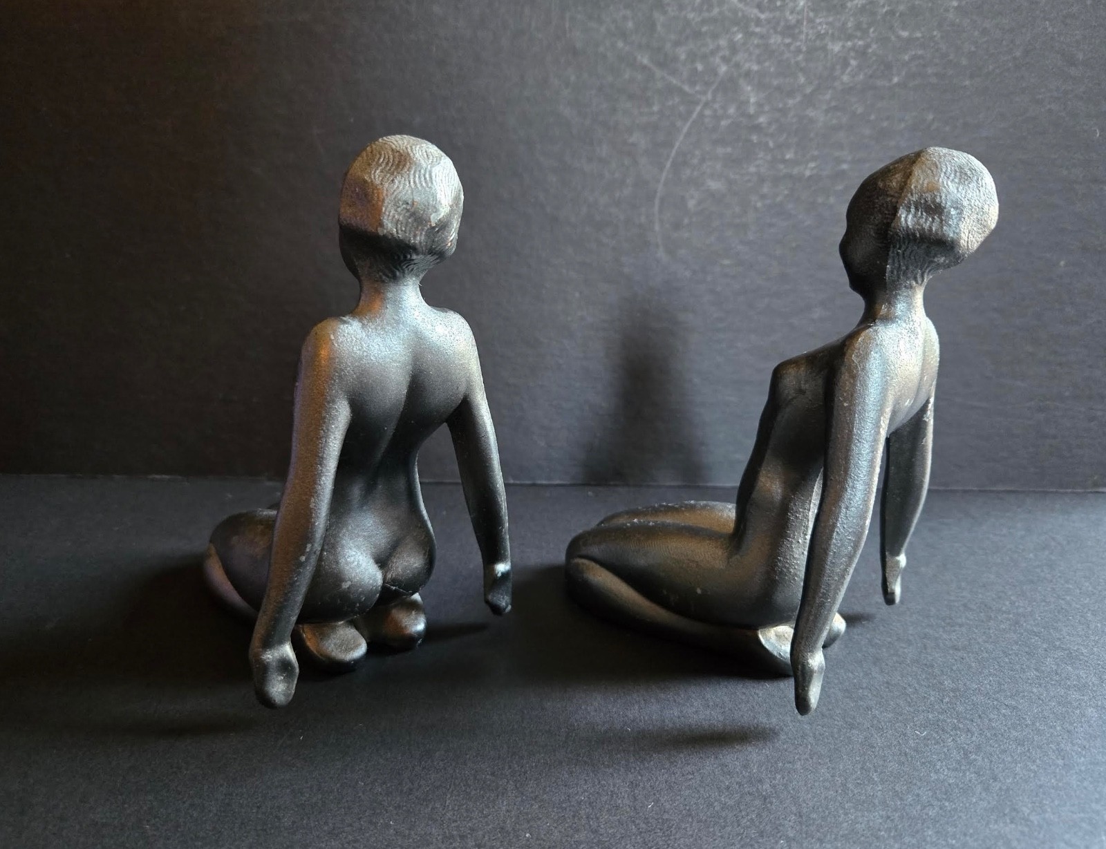 RARE ORIGINAL 1920 RISQUE DECO FRANKART? NUDE FLAPPER ZIEGFELD PEDESTAL BOOKENDS