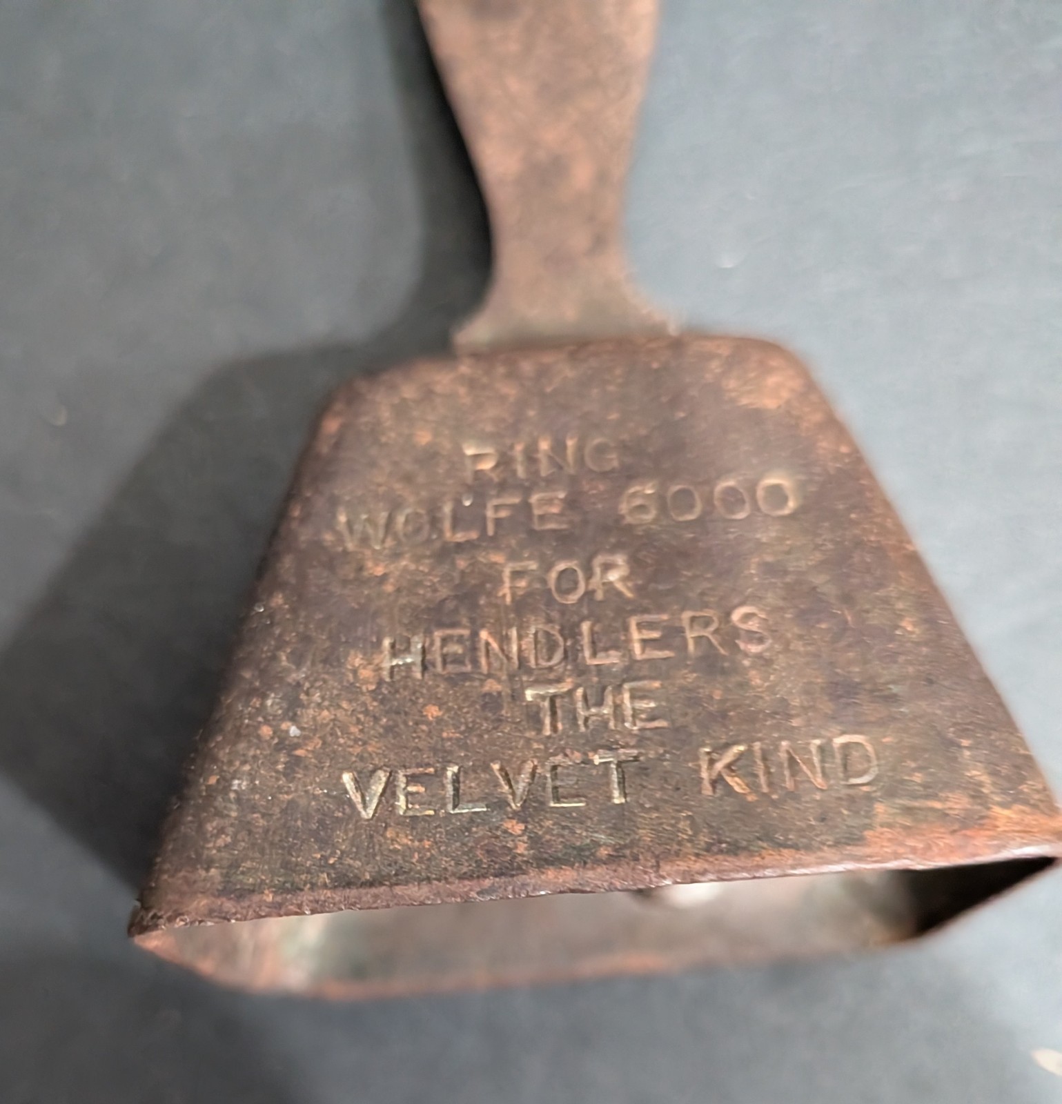 Antique Hendlers Ice Cream The Velvet Kind Cowbell Wolfe 6000 Baltimore Copper