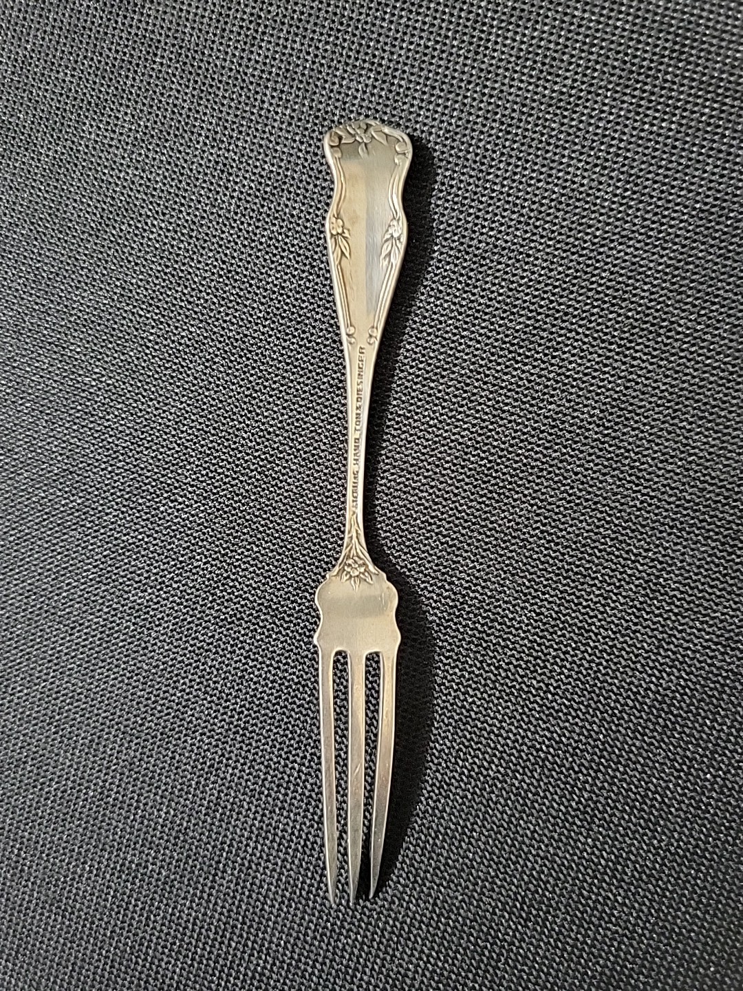 Antique Hamilton & Diesinger Sunflower Sterling Silver Lemon Fork 13g