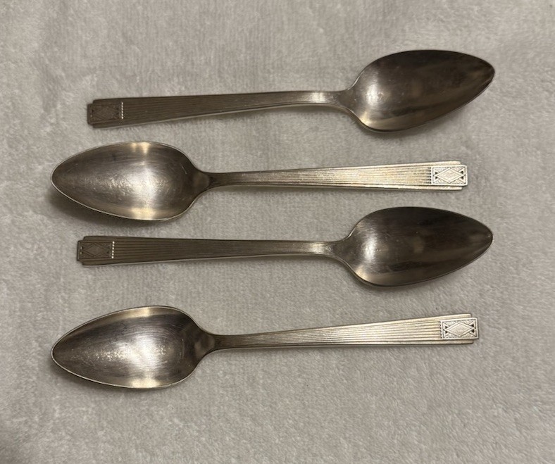 6 ONEIDA Vtg Art Deco Noblesse SILVERPLATE Teaspoons