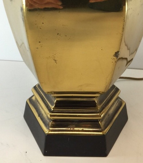 Vintage Mid Century Modern Solid Brass Table Lamp Tommi Parzinger Era Hexagon