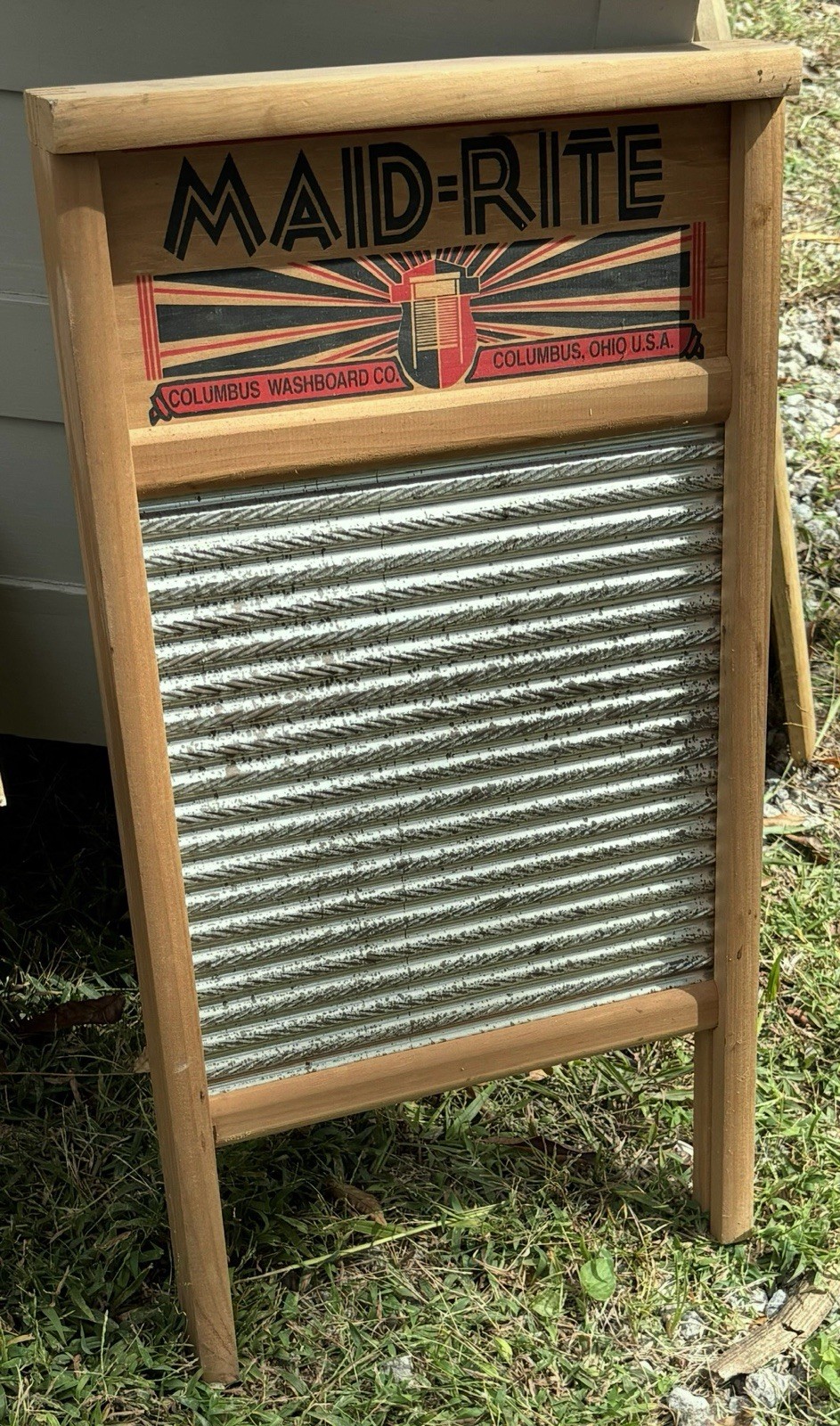 Vintage Maid-Rite Washboard No.2072 Columbus Washboard Co. Ohio 23.75” X 12.5”