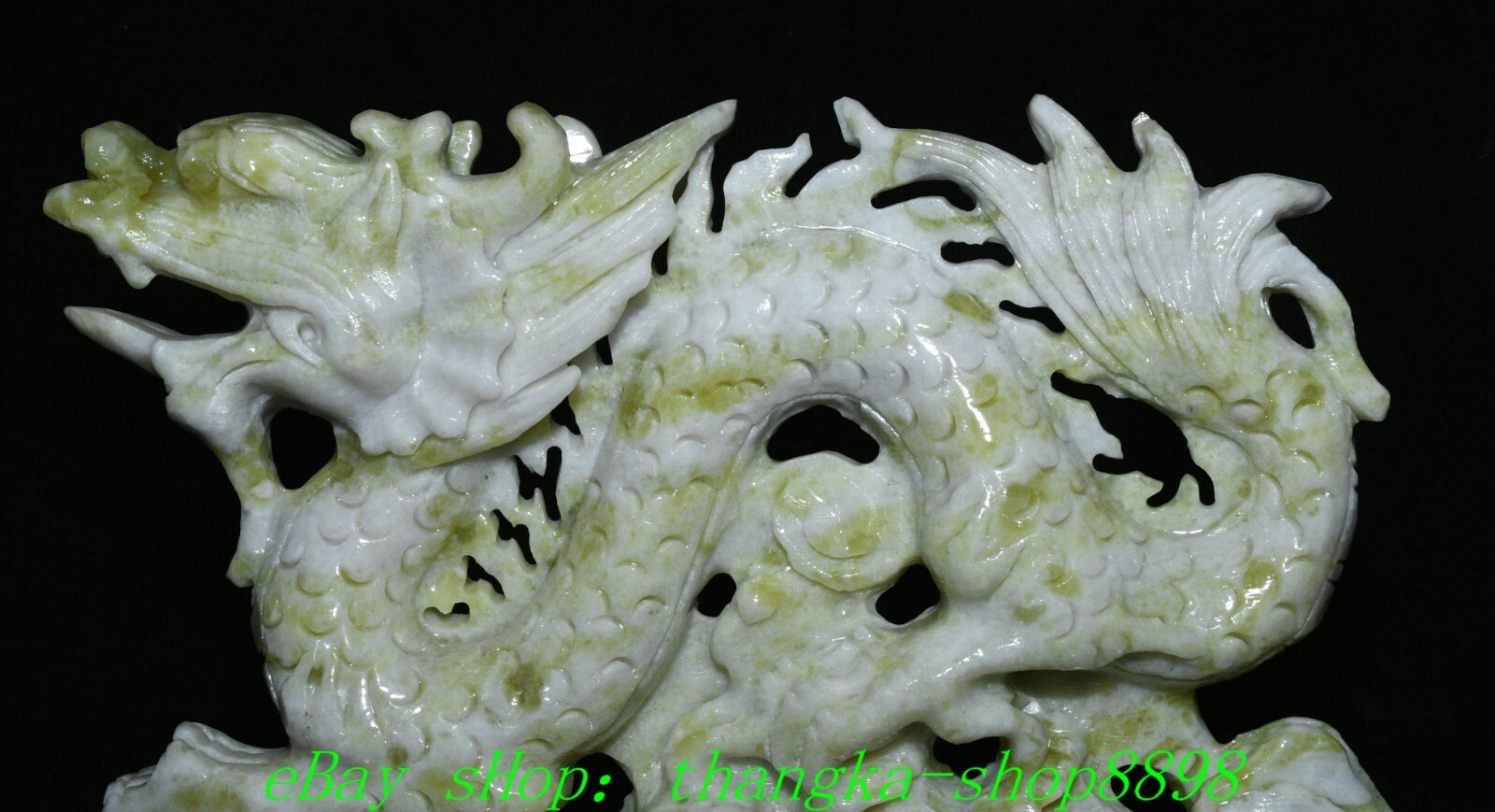 11″ China Lantian Green Jade Feng Shui 12 Zodiac Year Animal Dragon Loong Statue
