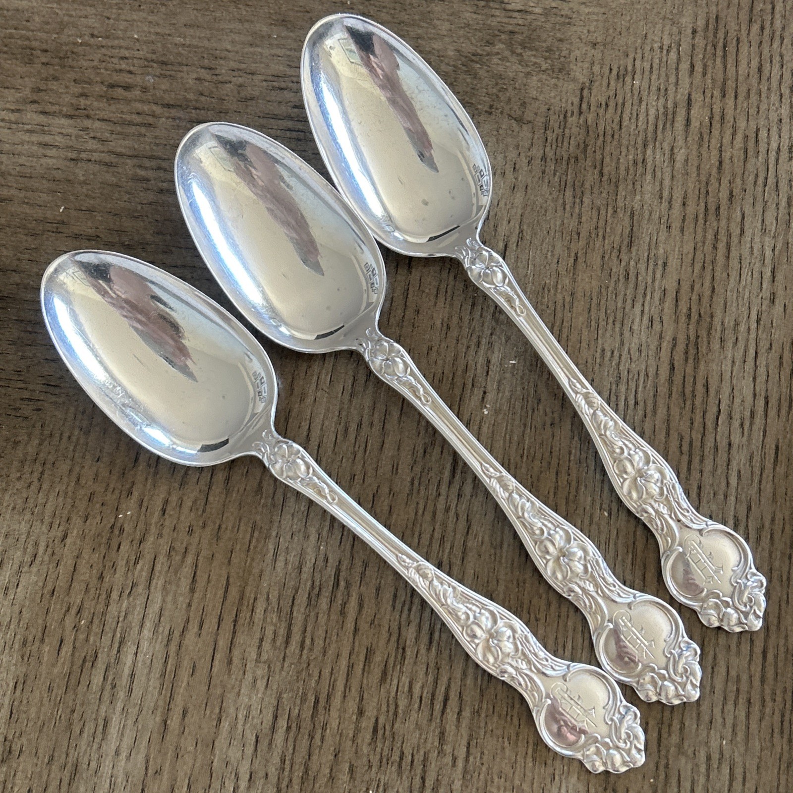 3pc VIOLET by Wallace Sterling Silver 7.25 inch Oval Tablespoons 111g Flatware