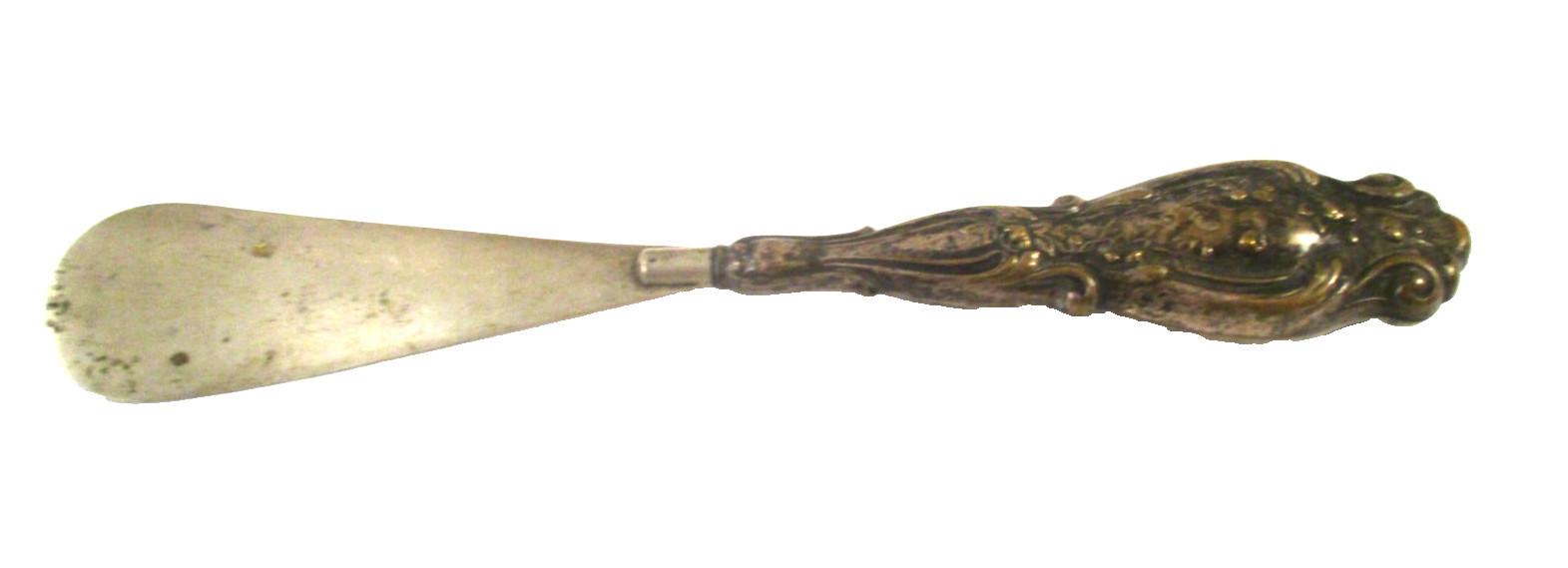 ANTIQUE Vintage REPOUSSE ART NOUVEAU SILVER PLATE HANDLE SHOE HORN