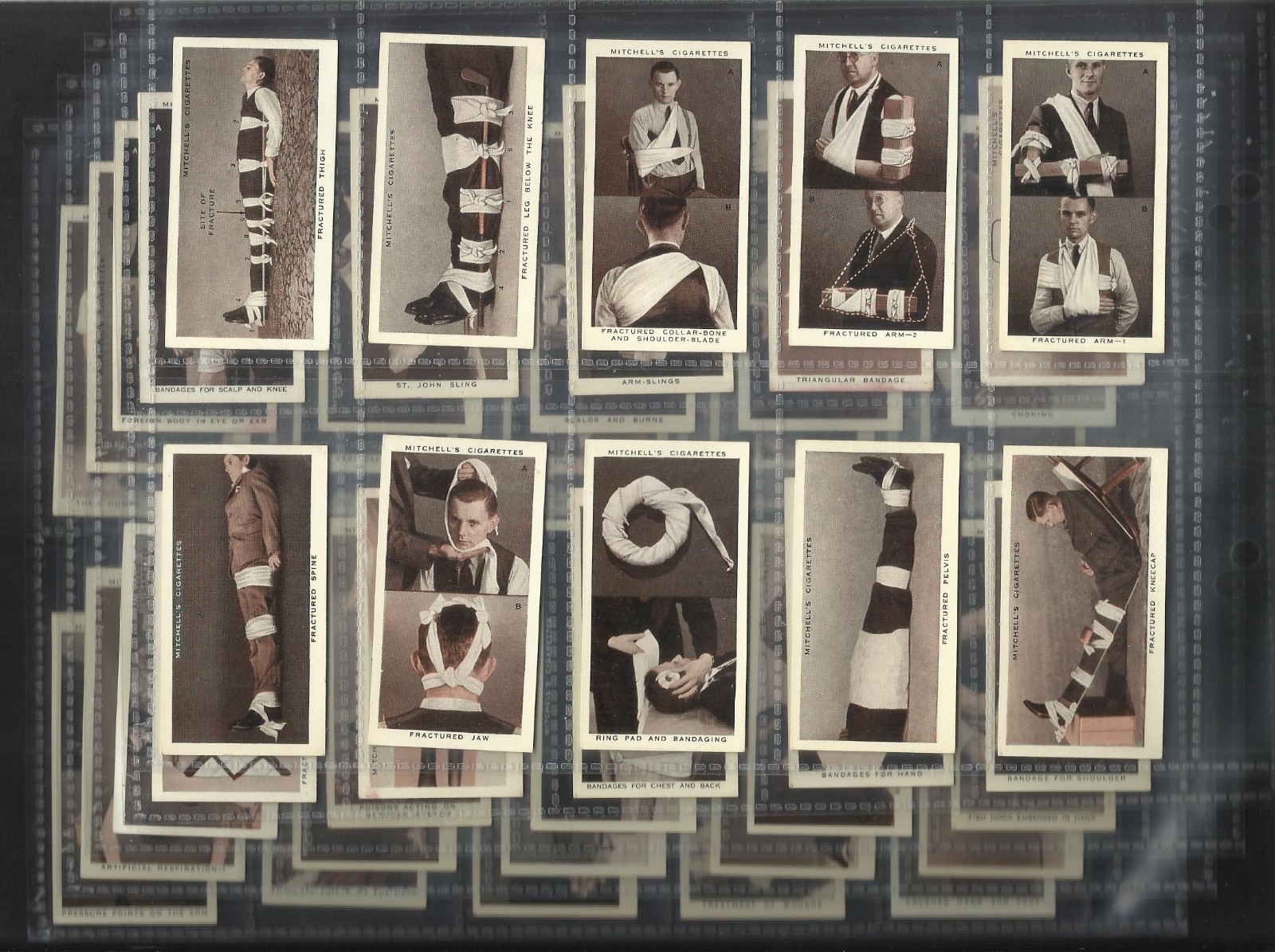 88 YR OLD ANTIQUE FULL SET 50 MEDICAL CARDS FIRST AID PRE WAR MEDICINE SCIENCE