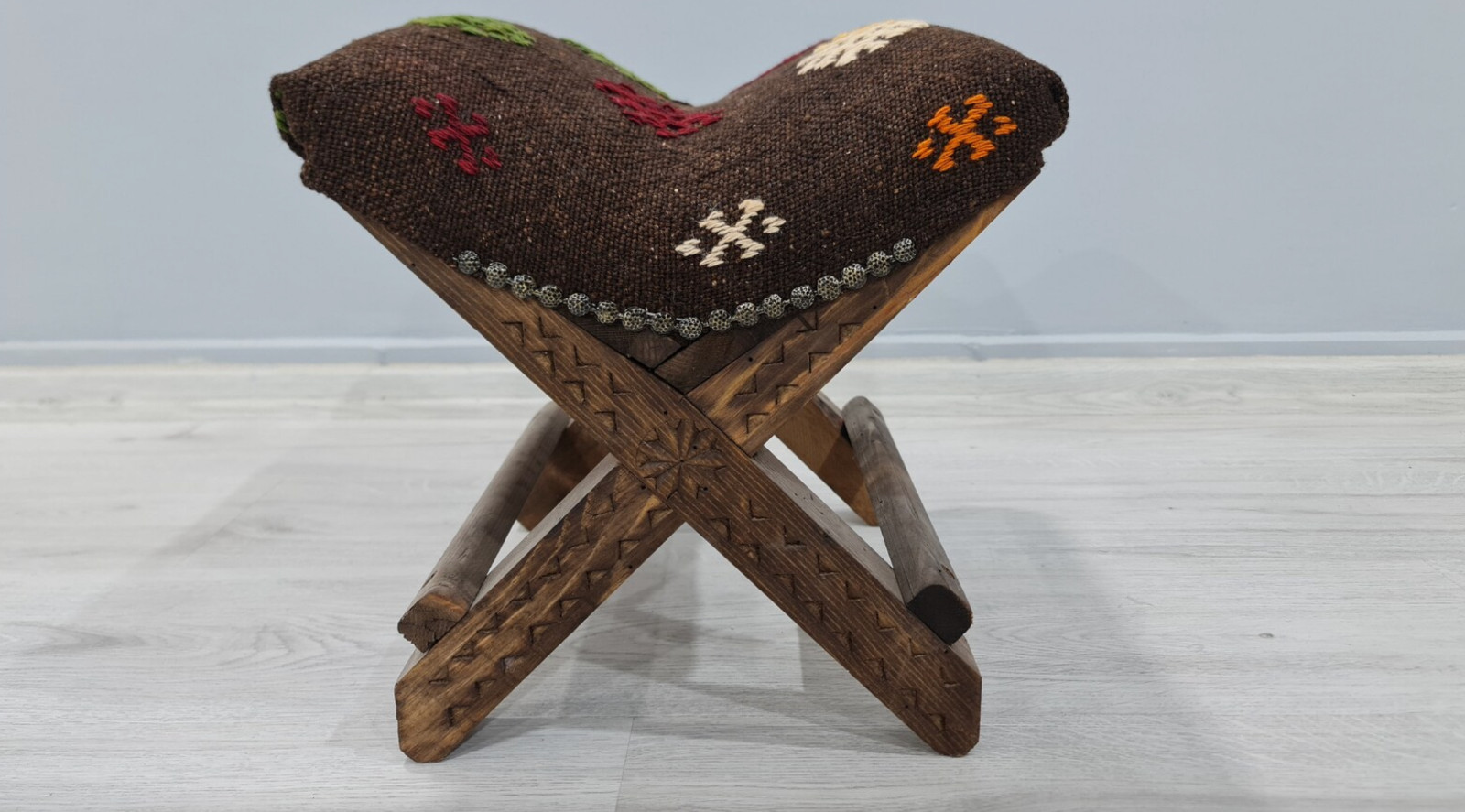 Wooden vintag chair, Rustic stool, baho vintage chair, camping stool, decor home