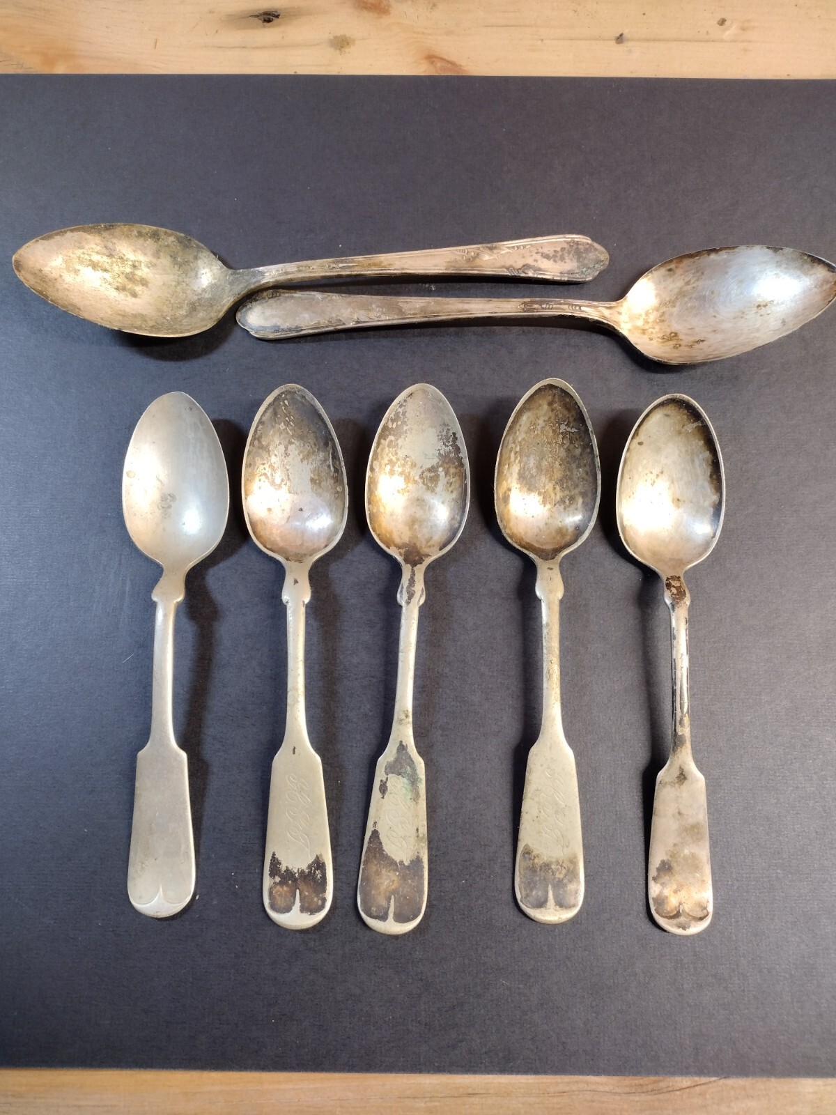 Lot of 7 Antique Silver plated spoons Vintage Silverware Housewares Home Decor