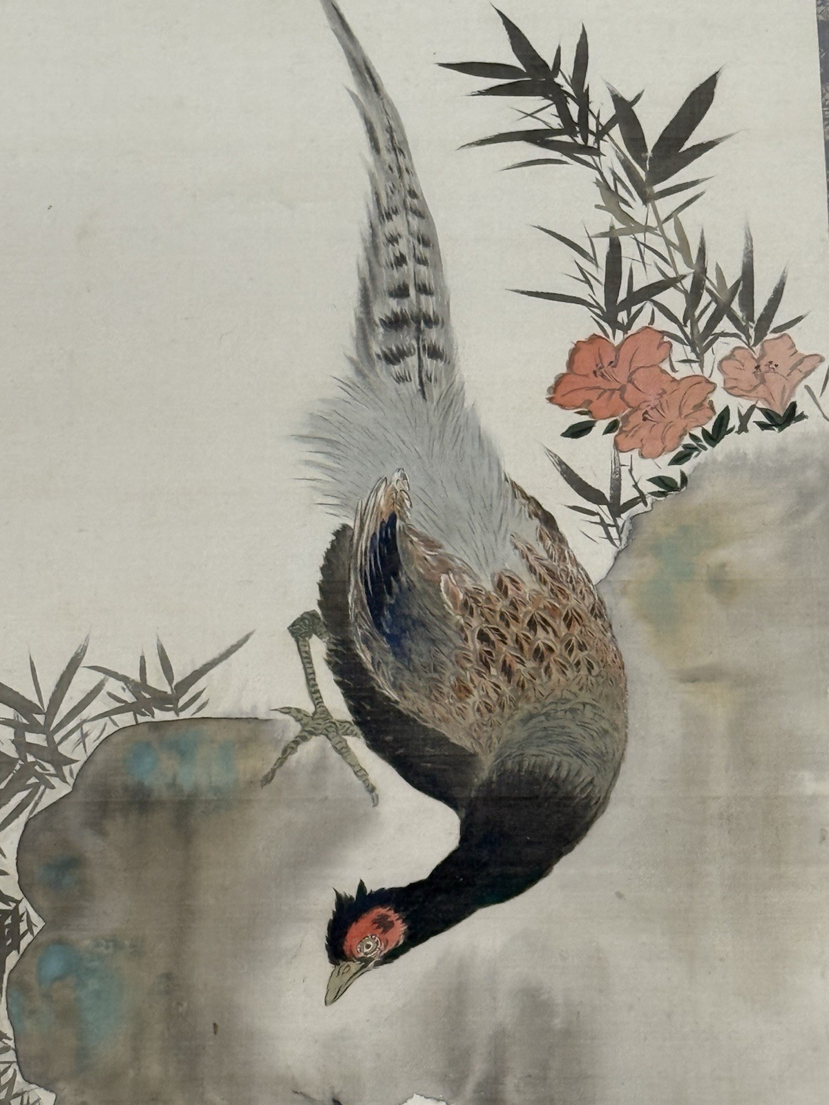 Japanese Hanging Scroll Hand Painted ‘Pheasant&Sakura’ KAKEJIKU Sakai Hoitsu