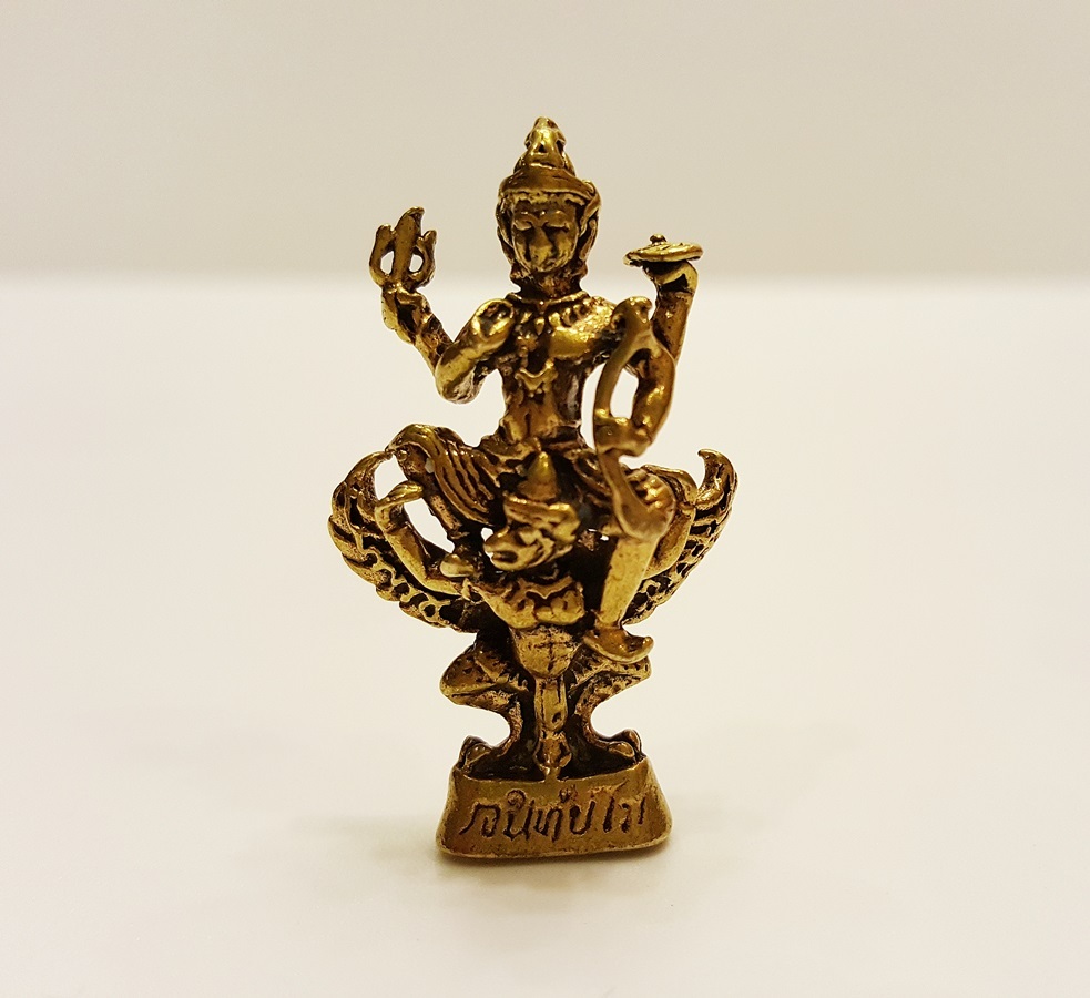 Brass Lucky Amulet VISHNU GARUDA NARAYANA Thai Mini Vintage Collectible Statue