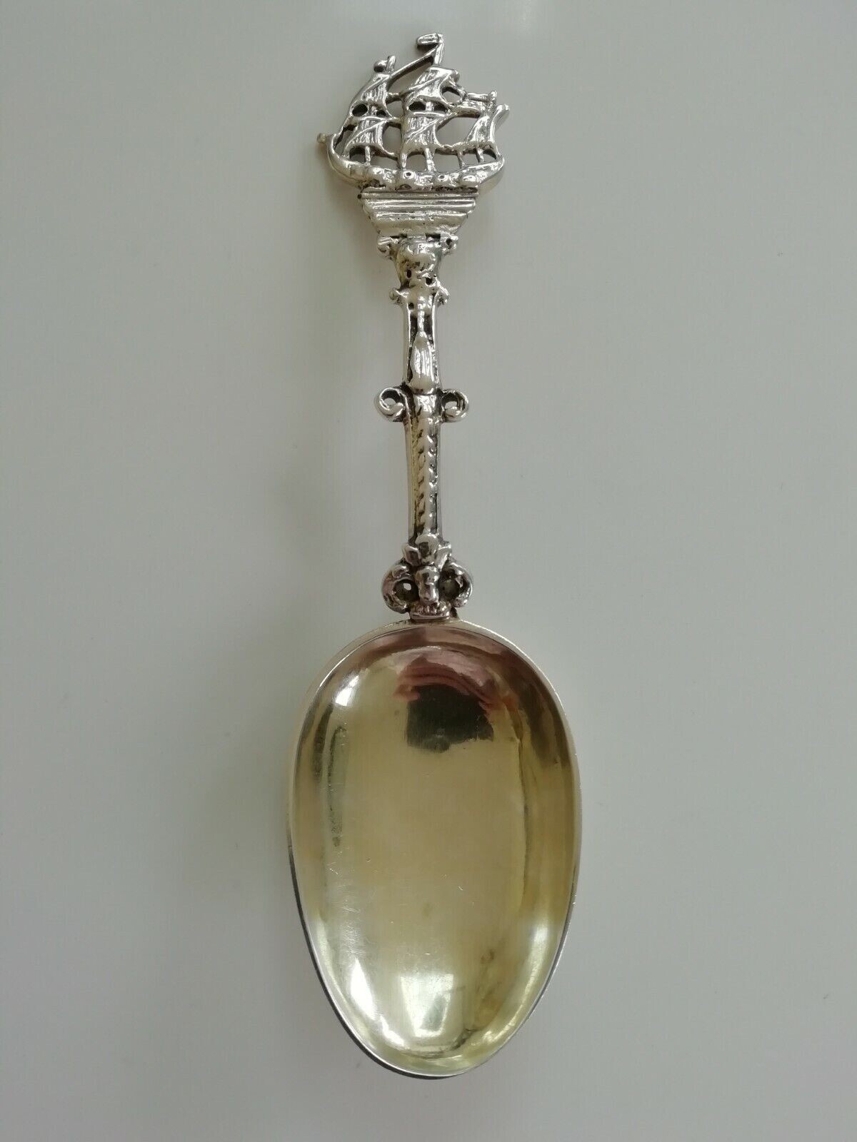 GALLEON TOPPED DUTCH SILVER SPOON – BY ALBERTUS ANTONIUS ROOSWINKEL (1771-1812)