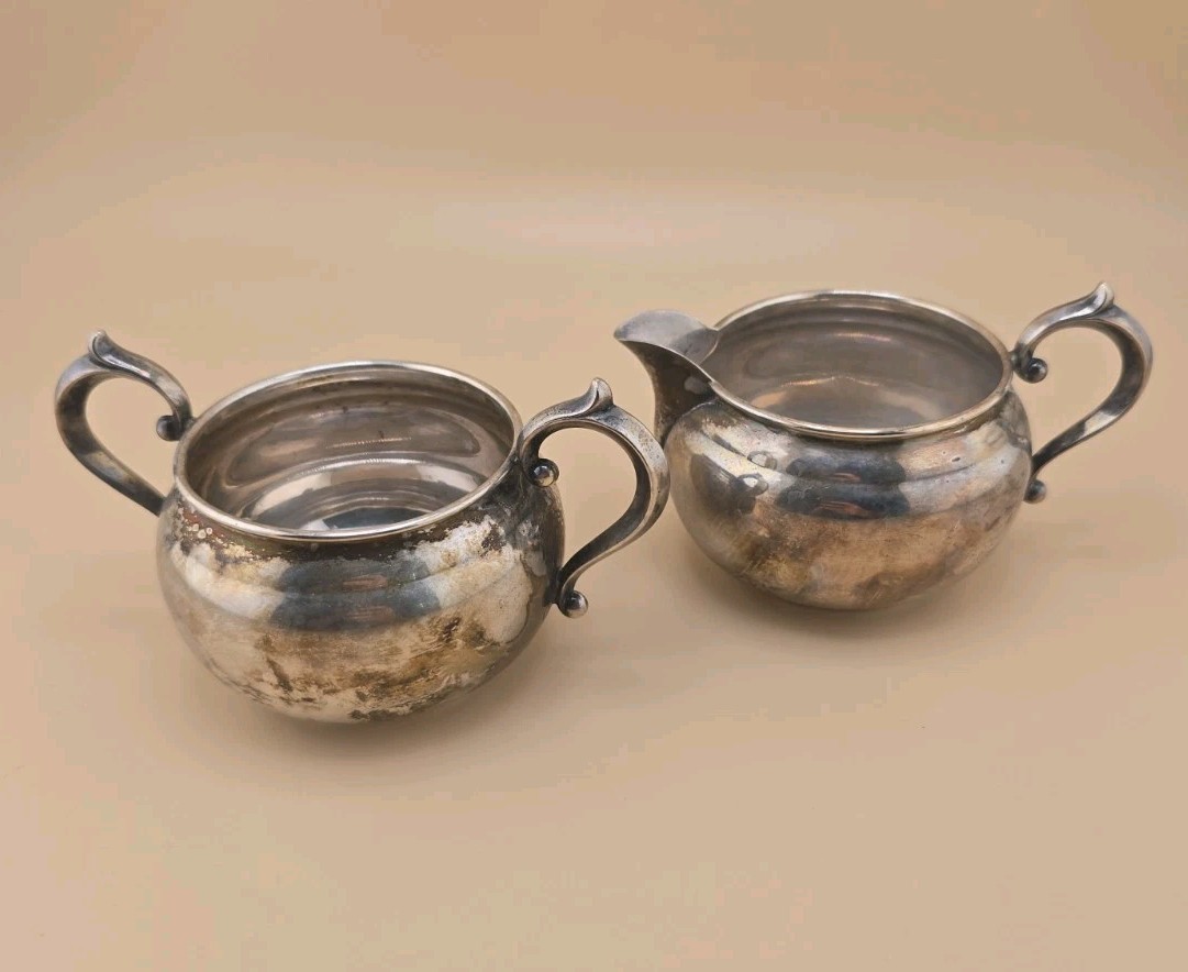 Gorham 909 / 910 Sterling Silver Cream and Sugar Set No Mono 167 Grams