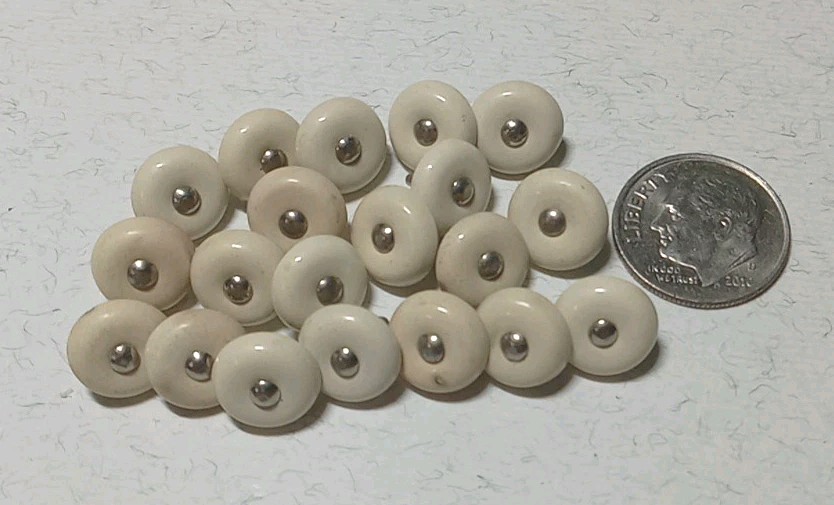 Lot Of 20 White Antique Pin Shank Shoe Buttons