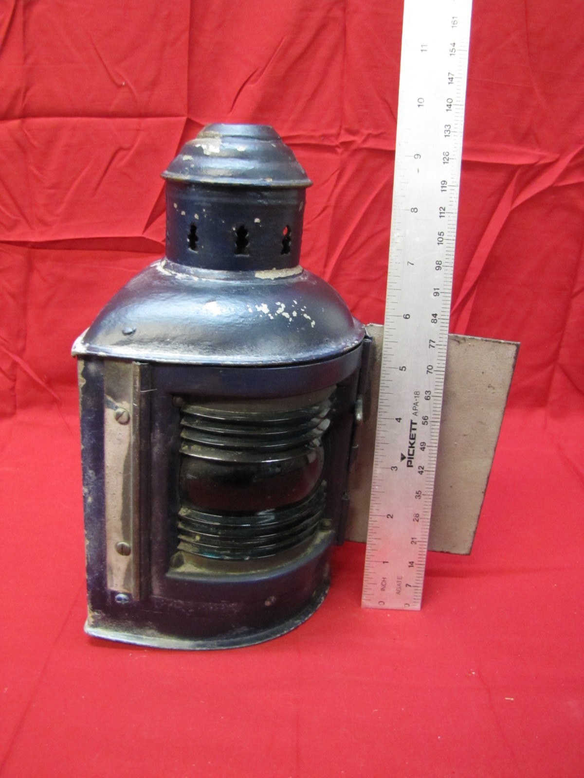 Vintage Perko E-Lite Marine Bow Lantern with Red and Green Glass Panels