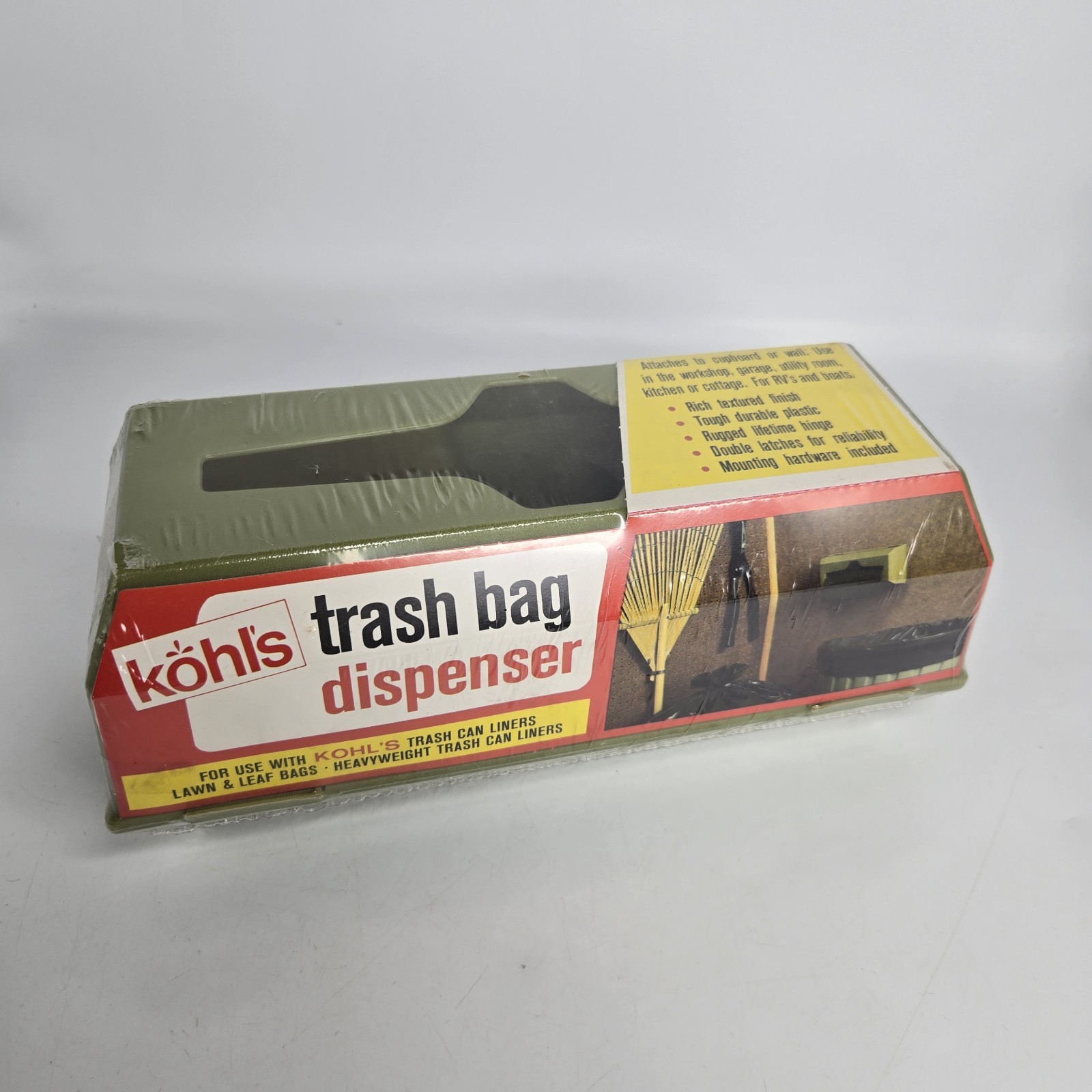 VINTAGE KOHLS TRASH BAG DISPENSER HOLDER NOS 1970s Green