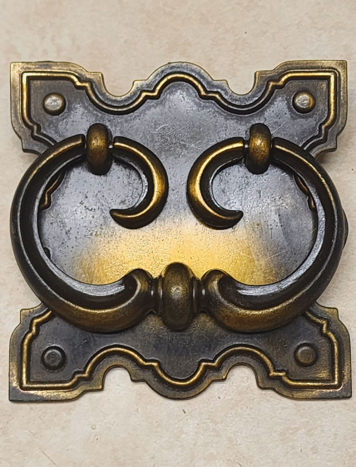 1960s MCM Designer Accent Brass Drawer Pull Handle Part No. SP287 4 1/4 x 4 1/4″