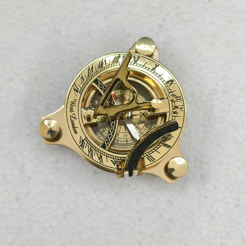 2.5″ Solid Brass Sundial Compass Round Traveller Gift Nautical Collectibles Gift
