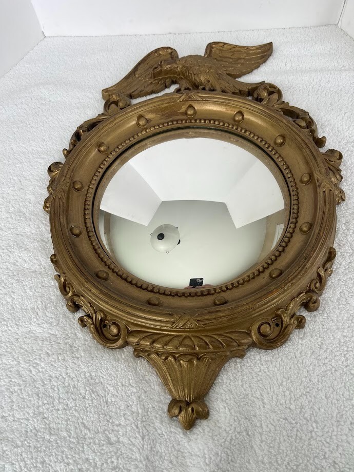 VINTAGE 1940S SYRACUSE ORNAMENTAL SYROCO WOOD FEDERAL EAGLE MIRROR 15in by 20in