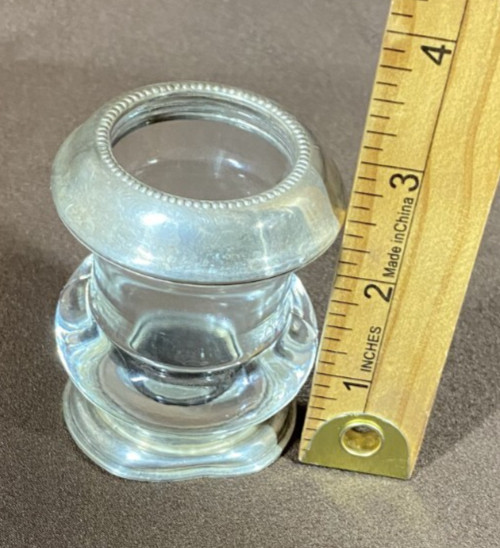 Vtg Frank M. Whiting Sterling Silver & Glass Toothpick Holder 3 1/4” *BENT BASE*