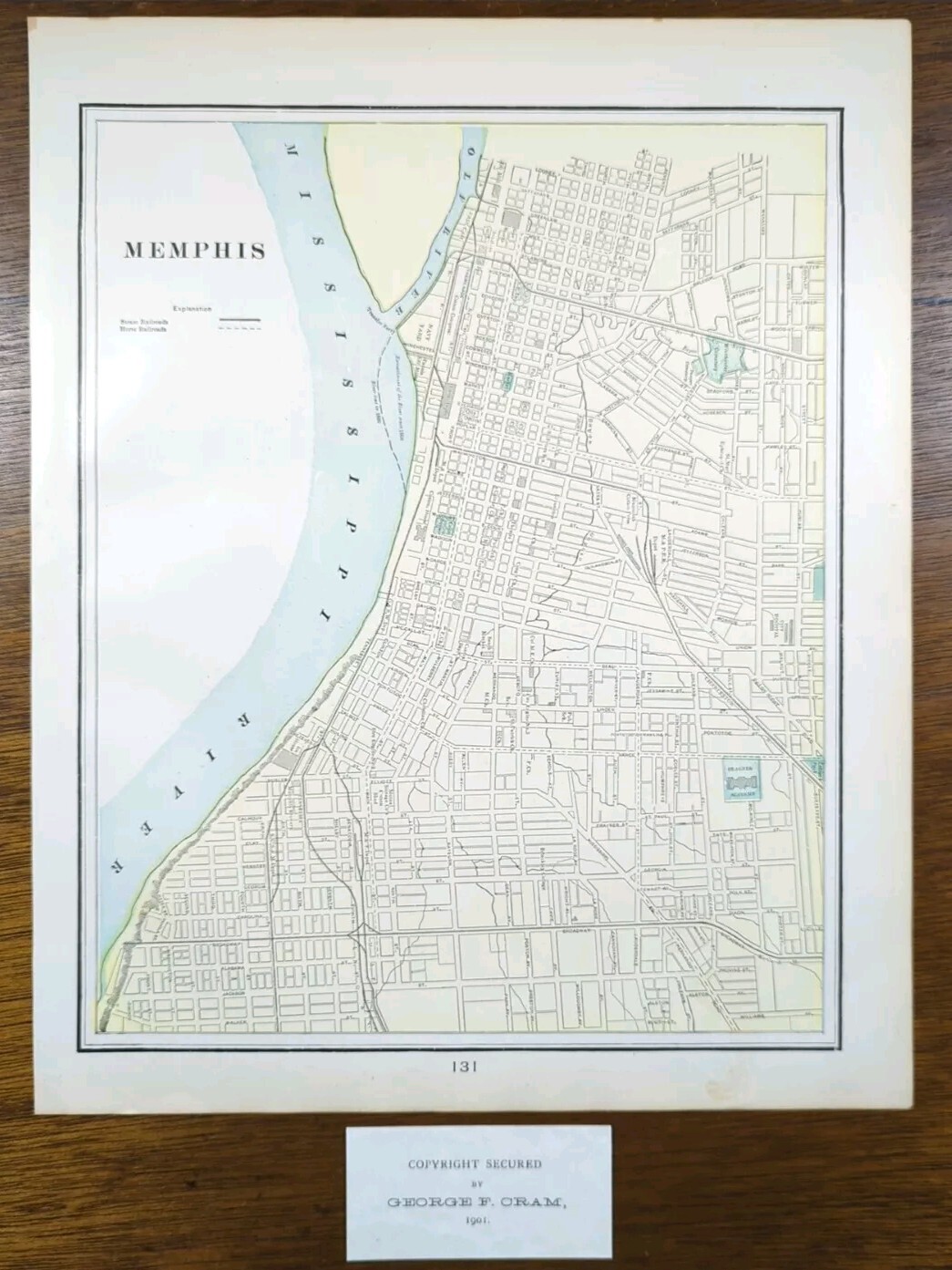 Vintage 1901 MEMPHIS TENNESSEE Map 11″x14″ ~ Old Antique Original GLENVIEW DIST.