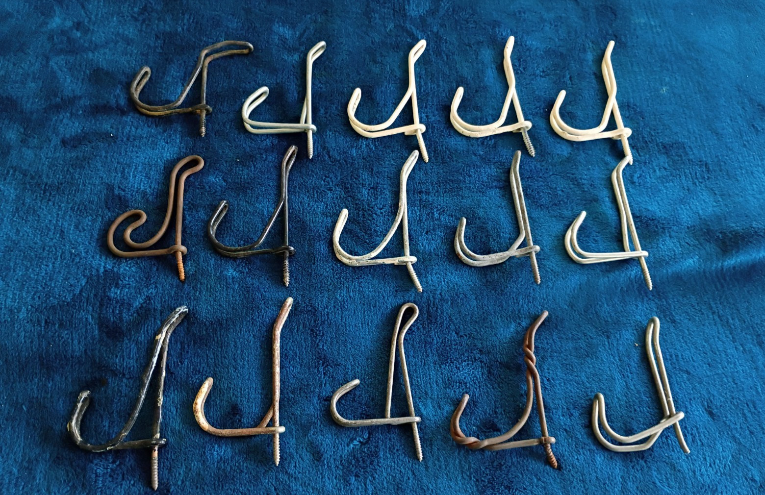 Lot of 15 Assorted Vintage Screw in Wire Coat/Hat Hooks