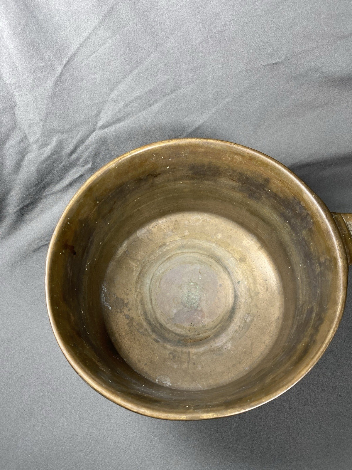 ANTIQUE 17TH 18TH C CAST BRONZE FOOTED POSNET COOKING POT W/ FOUNDRY MARK *READ