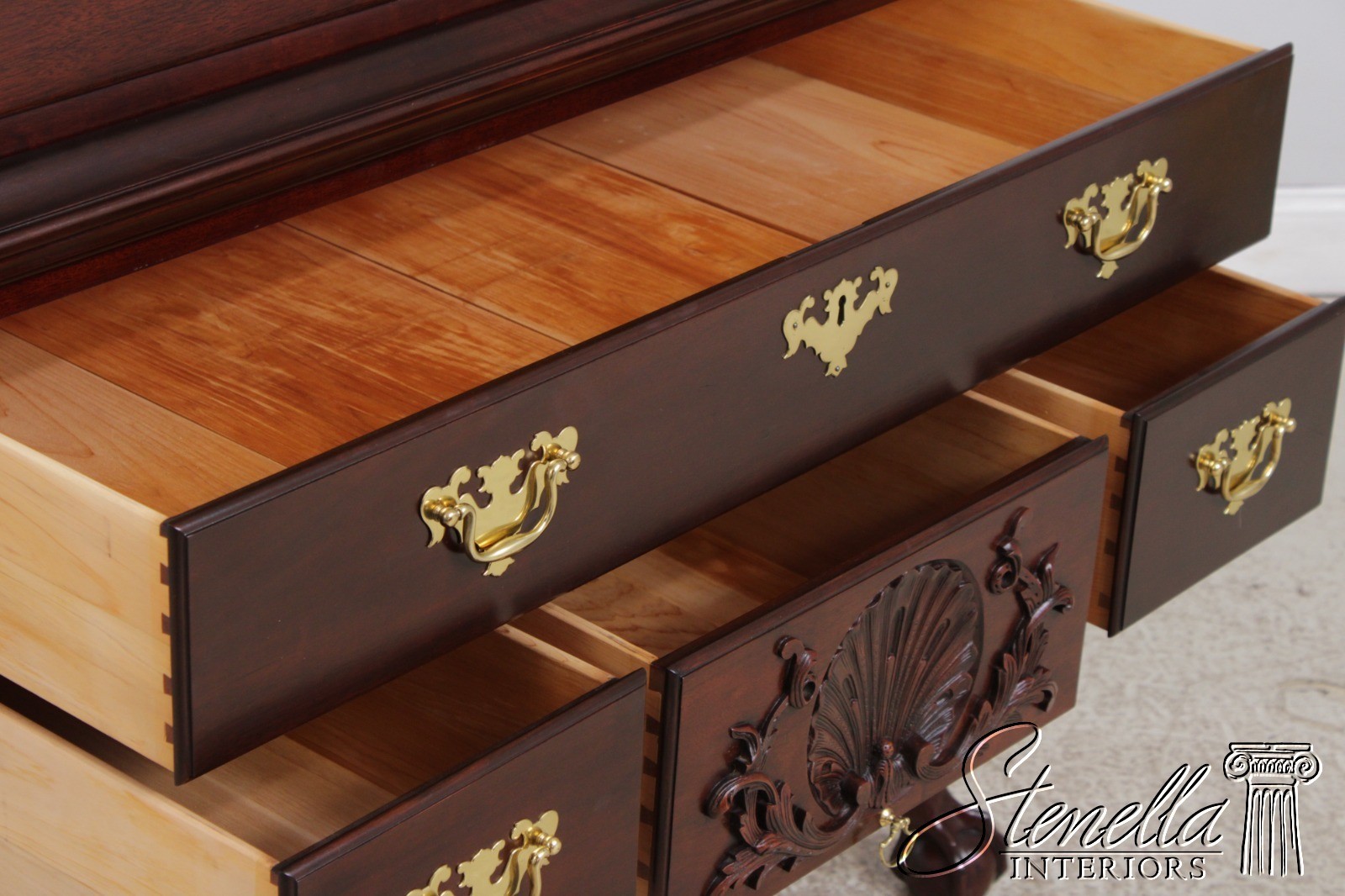 72594: BAKER Clawfoot Colonial Williamsburg Mahogany Highboy
