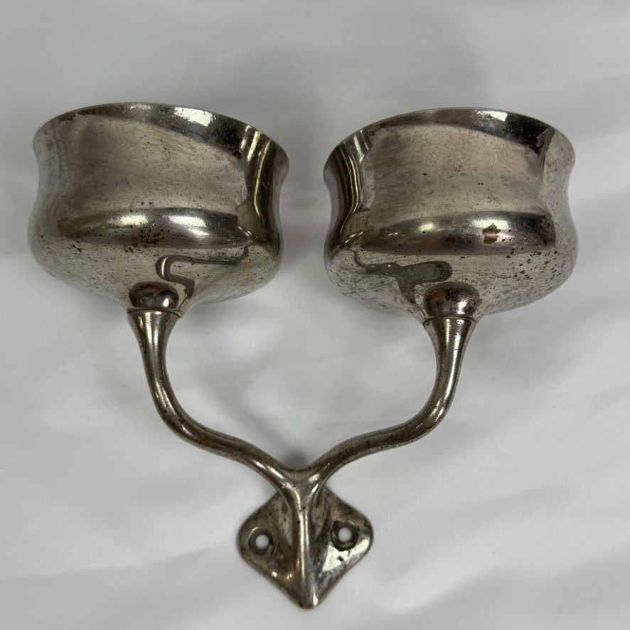 Antique Nickel-Plated Double Bathroom Cup Holder Art Brass Co