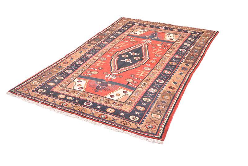 Geometric Tribal Bright Turkish 4′ 9″ x 7′ 3″ Red Area Rug