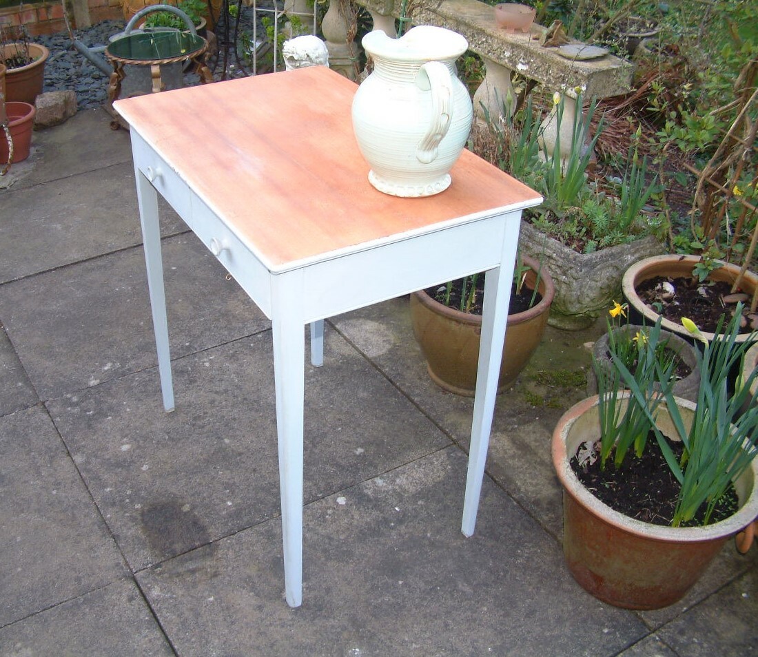 Vintage Kitchen Table Painted desk side table occasional Table