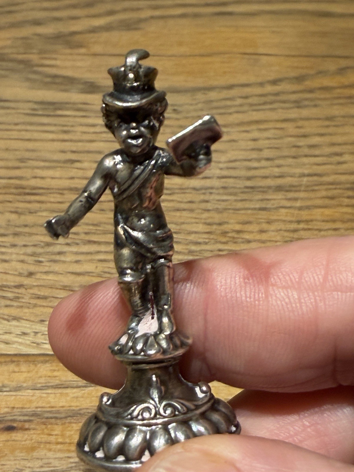 Antique Sterling Silver Desk Seal Victorian Figural Postman London c1900