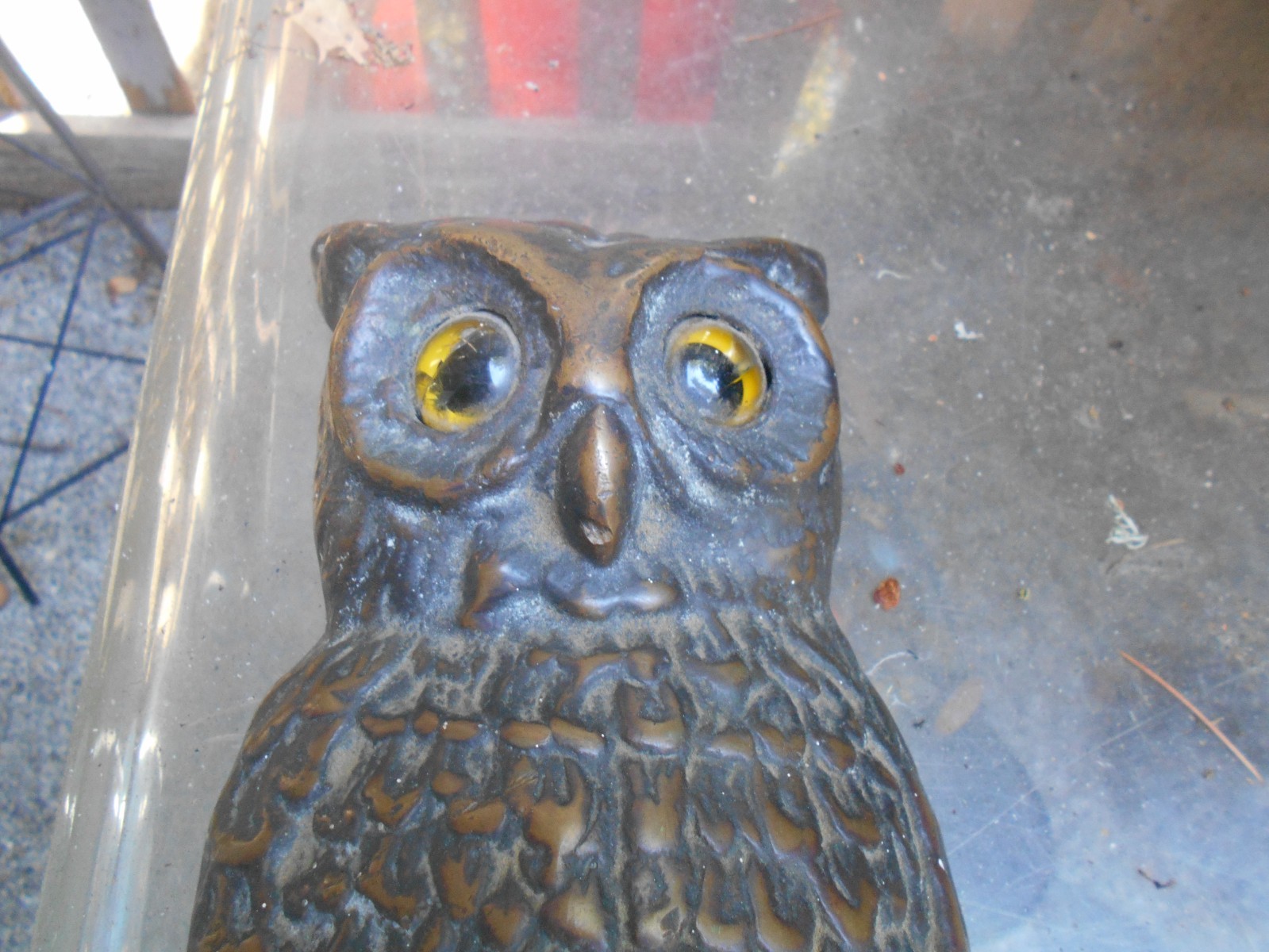Antique Owl Andiron Cast Iron Brass Rare Highly Collectible Glass Eyesl