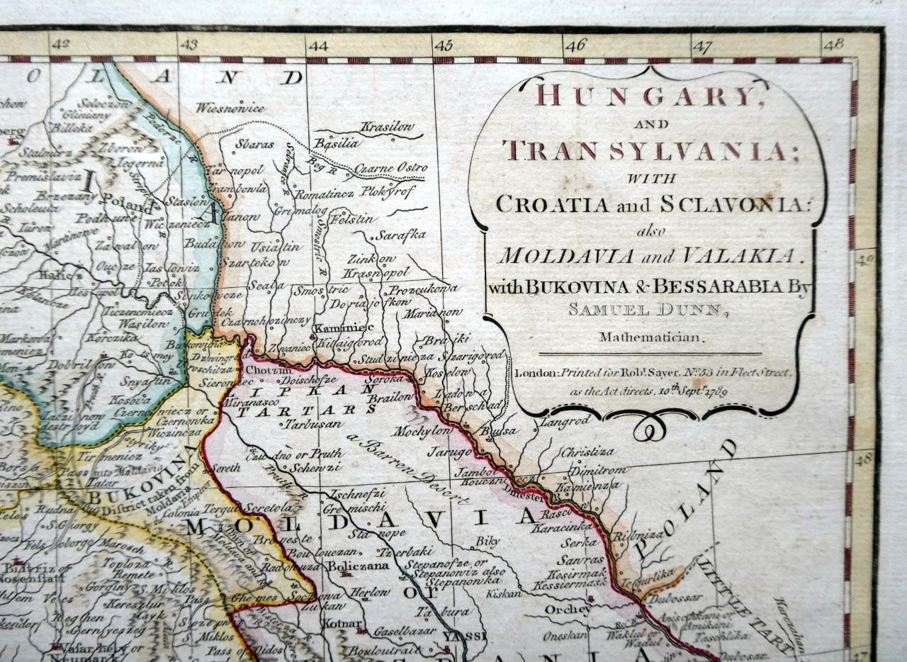 HUNGARY TRANSYLVANIA BALKANS BY SAMUEL DUNN c1789 GENUINE ANTIQUE ENGRAVED MAP