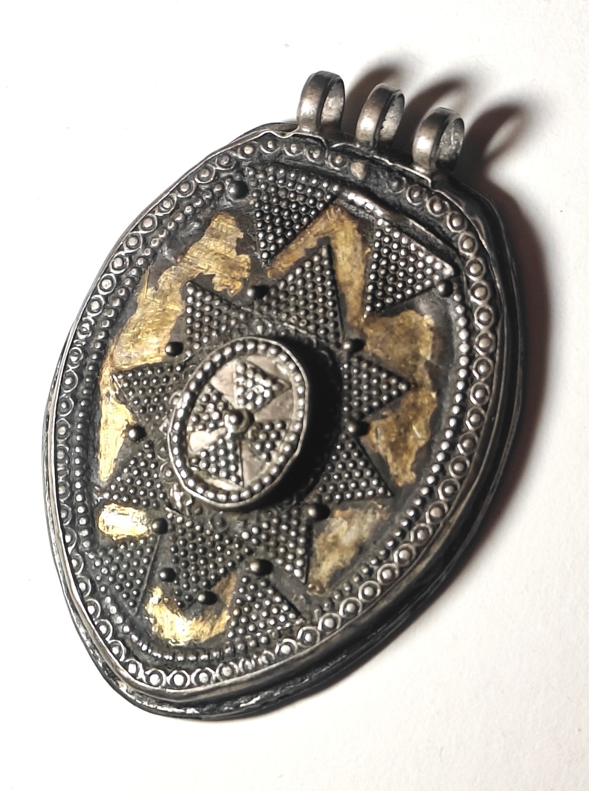 Turkomen Mixed Metal Turkmen or Kazakh Tribal Talisman. Rustic Tribal Design.