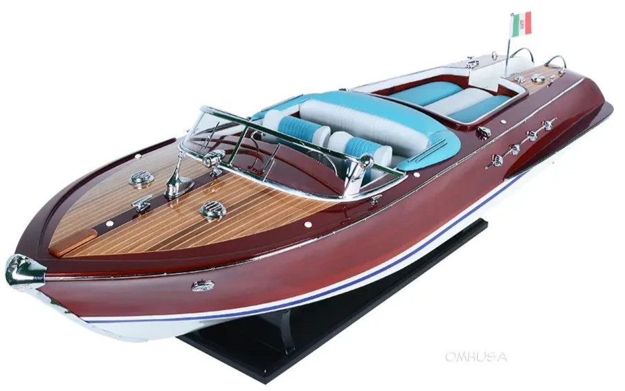 Riva Aquarama Painted Speed Boat Wood Model 35″ Italian Mahogany Runabout New
